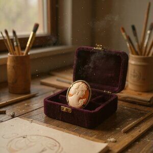 Bal-Ron 1/20 12K GF Shell Cameo Pendant Brooch Vintage Art Deco Revival